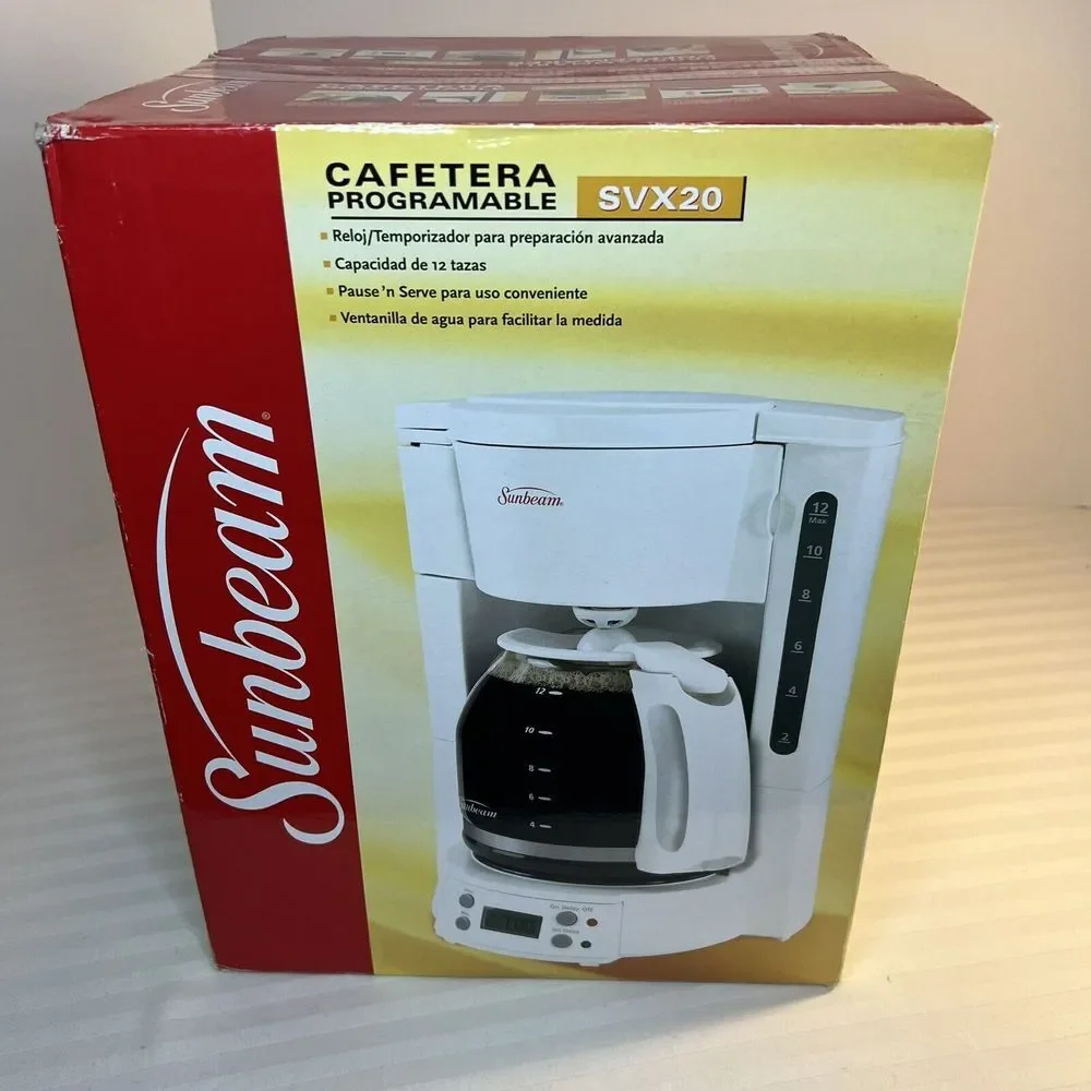 Vtg Sunbeam 12‎ Cup Coffeemaker Model SVX20 White 2005 Pause 'n Serve